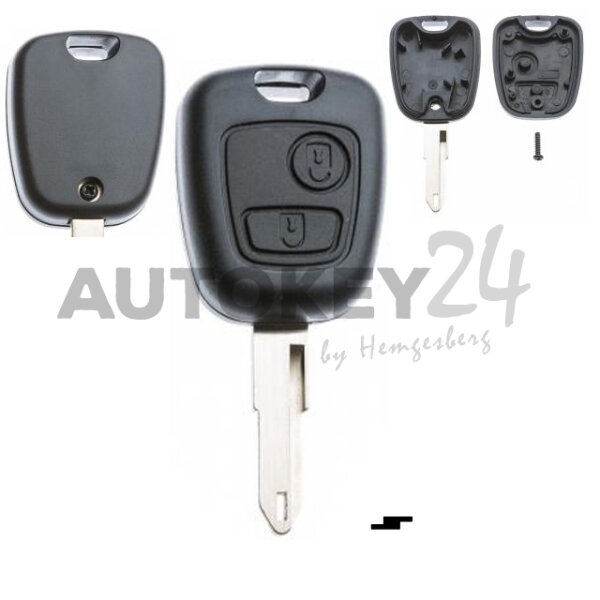 Gehäuse ohne Logo leer 2 Knopf, für Funkplip, 106, 206, 206 Serie I ohne Multiplex Limousine Coupe Cabrio, 206+ (T3E) mit Multiplex Limousine 4 T, 206+ (T3E) mit Multiplex Limousine 4 Türer ab Orga 12288YQ, 206+ (T3E) mit Multiplex ab Orga 1170588,